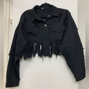 Distressed Black Jean Jacket